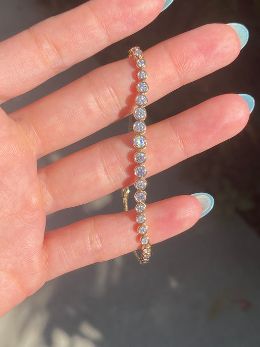 14K Natural Diamond Bezel Set Tennis Bracelet – 1.50 TCW