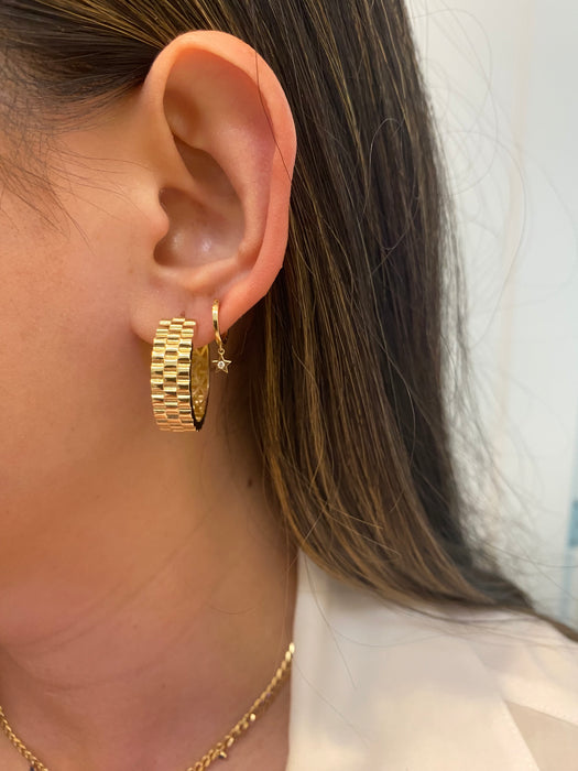 14k riveted link hoop earrings