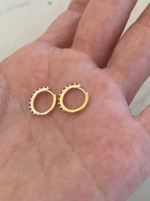 14K Natural Garnet Huggie Earrings