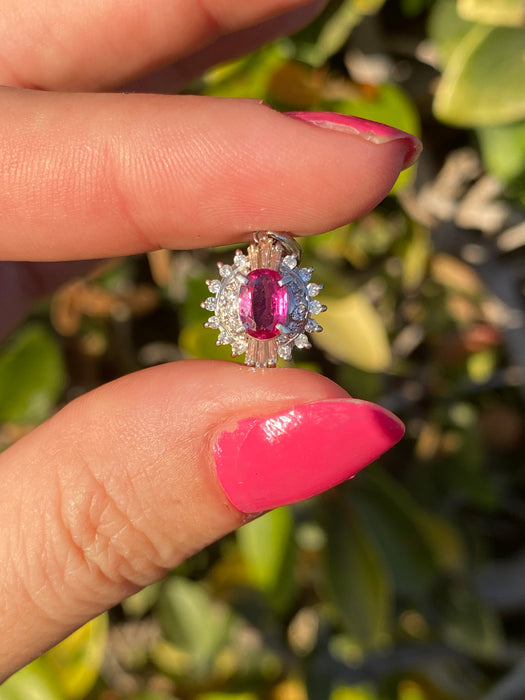 Platinum ruby diamond pendant charm