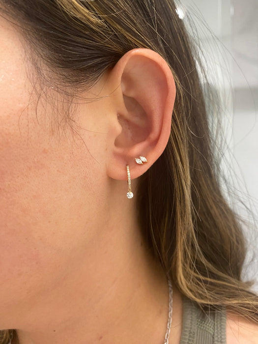 14K Gold Lab Diamond Dangling Huggie Earrings