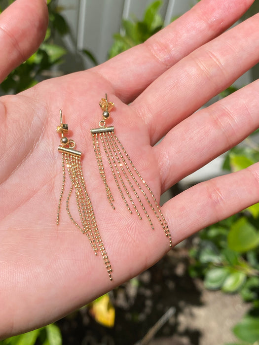 14k tassel chandelier earrings