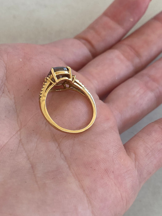 Vintage 18K Cushion-Cut Brown Diamond Ring