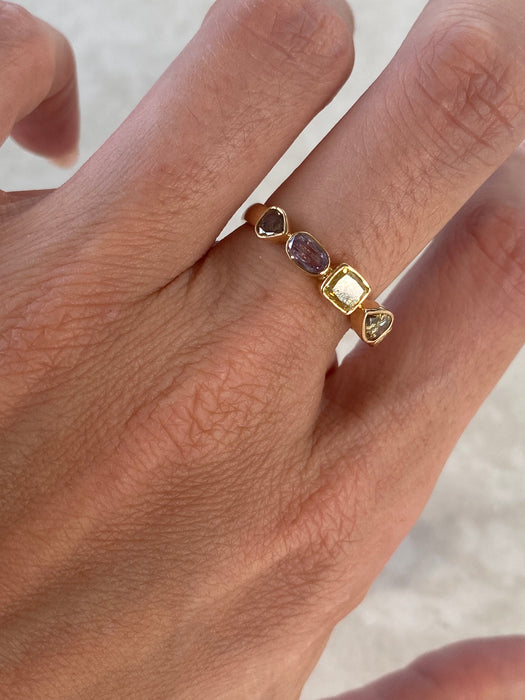 14K Gold Fancy Color Diamond Bezel Ring – 1.06 TCW