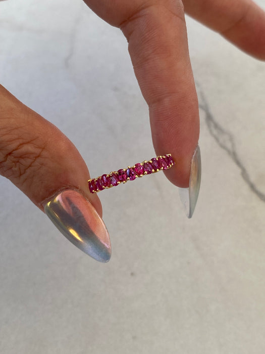 14k Gold Half Eternity Pear Ruby Ring