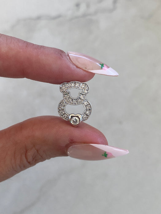 Vintage 18K White Gold Diamond Bead Slider Charm