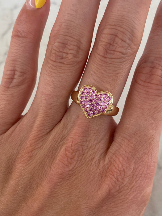 Vintage 10K Gold Pink Sapphire Heart Ring –Size 5.75