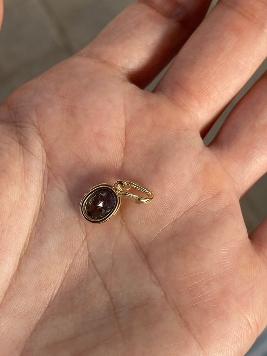 14K Gold London Blue Topaz & Diamond Oval Charm