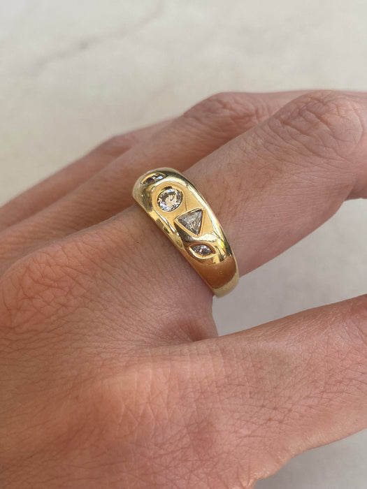 Vintage 18K Gold Multi-Shape Diamond Ring