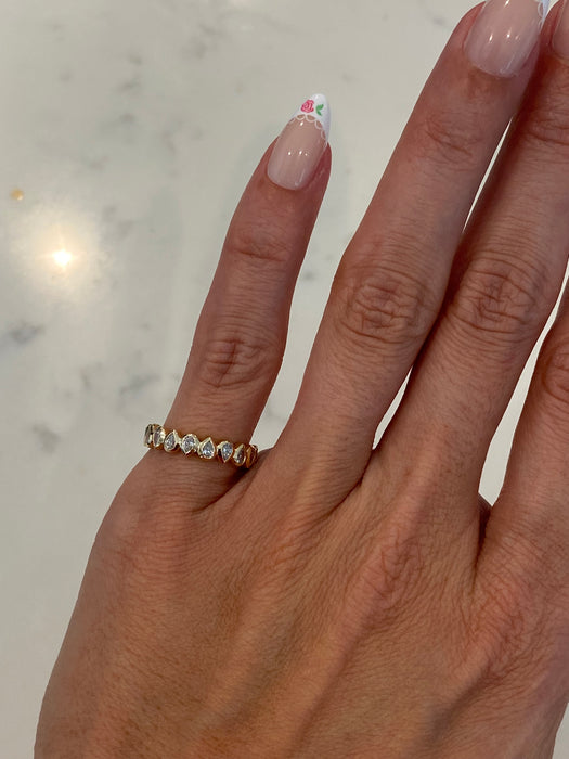 14K Bezel Set Pear Lab Diamond Half Eternity Pinky Ring