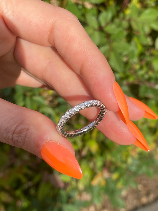 Vintagw Platinum 900 1.05 TCW Diamond Eternity Ring Size 6