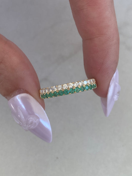 14K Natural Emerald & Diamond Ring