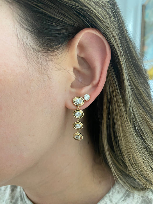 14K Gold East-West Lab Diamond Double Bezel Drop Earrings – 2.20 CTW