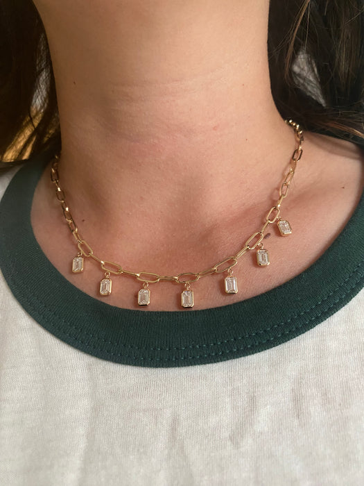 14K 3.7 TCW Lab Diamond Paperclip Necklace