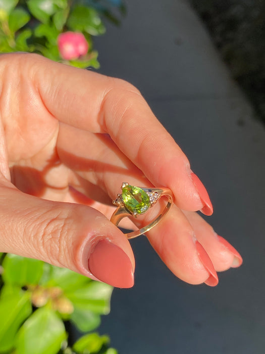 14k peridot diamond ring size 7