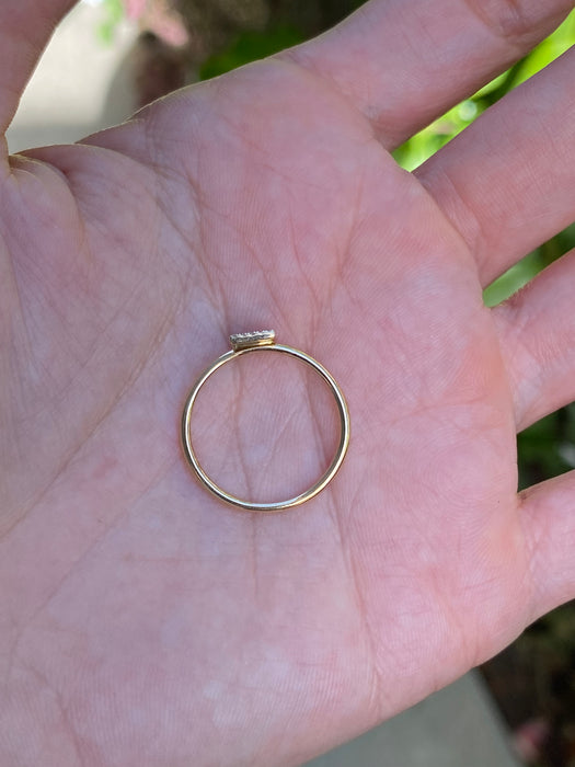 14K Gold Square Pavé Diamond Ring Size 6.5