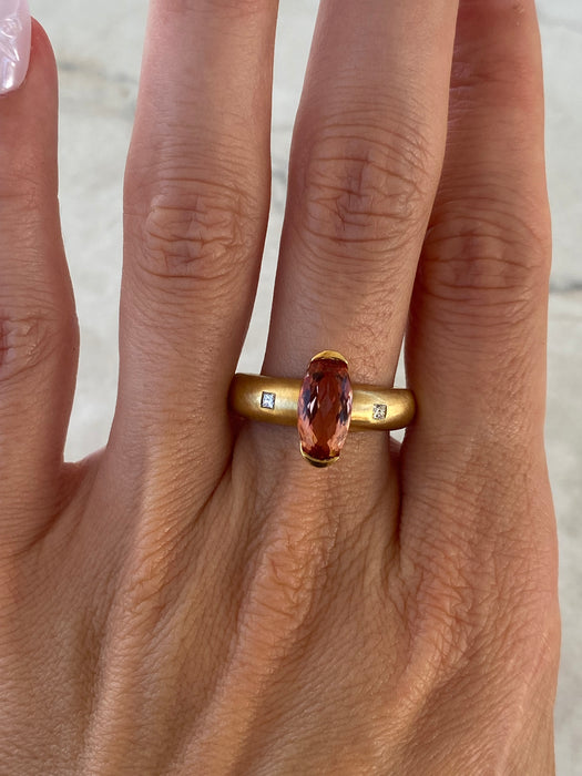 Vintage 18K Imperial Topaz & Diamond Ring