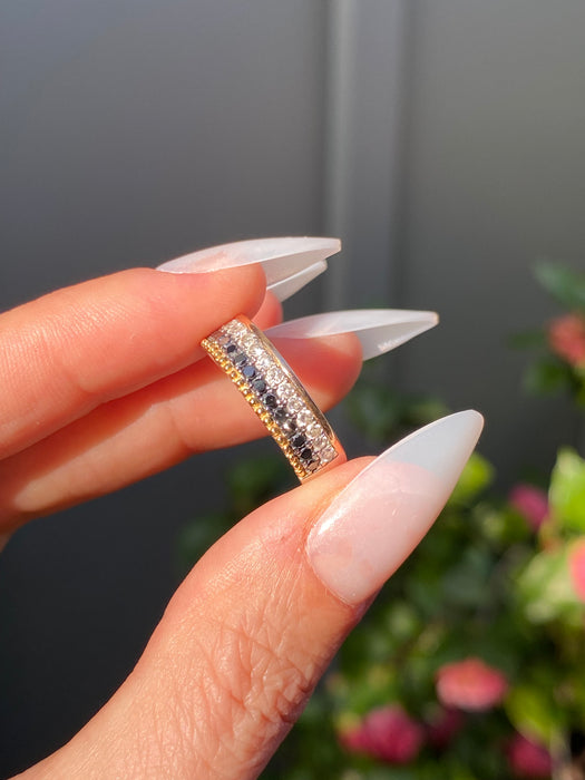 18k two tone black white diamond ring size 7