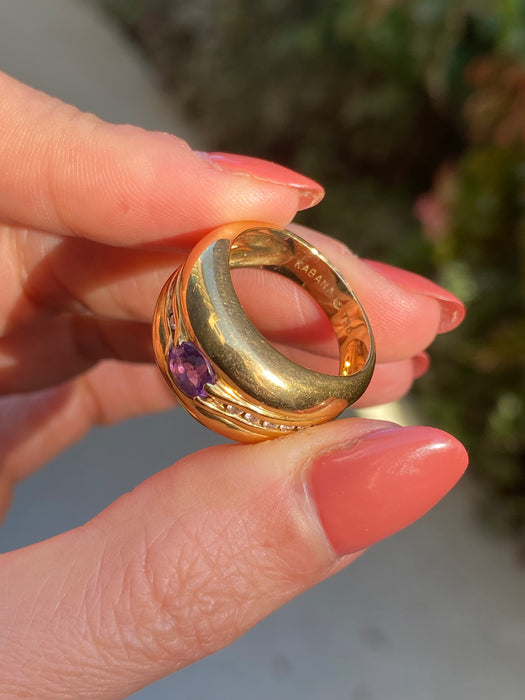 18k amethyst diamond ring by kabana size 6.75