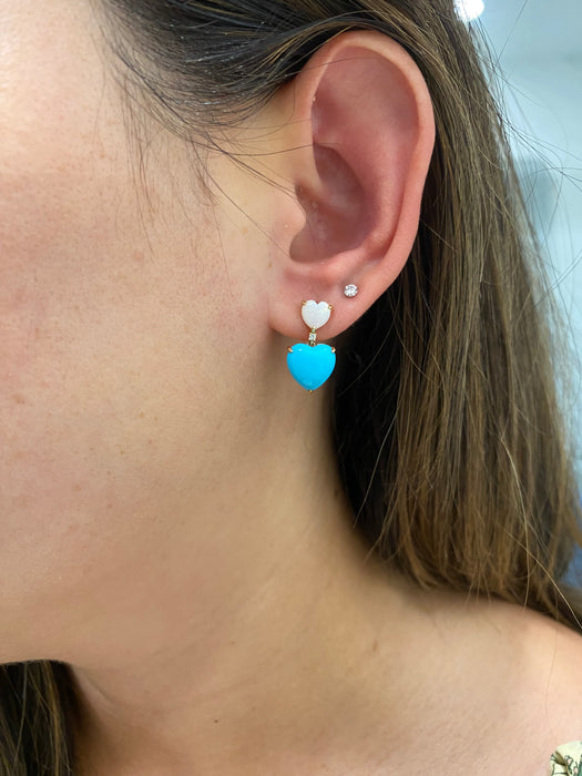 14K Gold Opal, Turquoise & Diamond Heart Drop Earrings by Effy