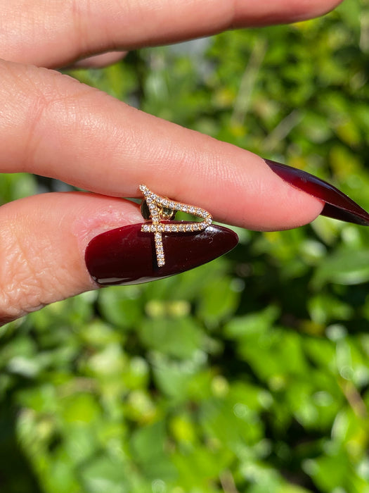 14k single earring diamond letter initial stud