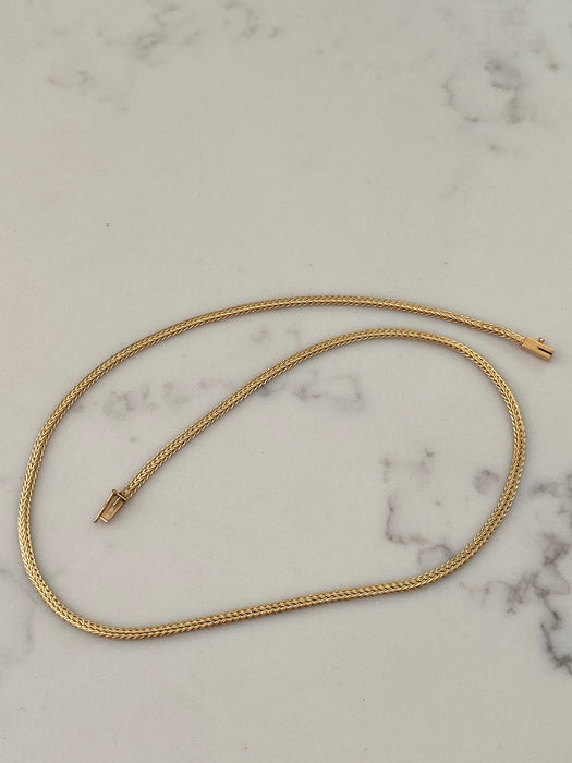 14k foxtail herringbone necklace chain 17.75”