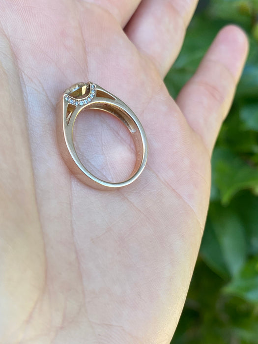 18k rose gold brown diamond ring size 6