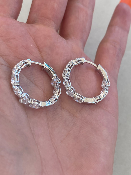 14K White Gold Inside-Out Lab Diamond Hoop Earrings – 3.60 CTW