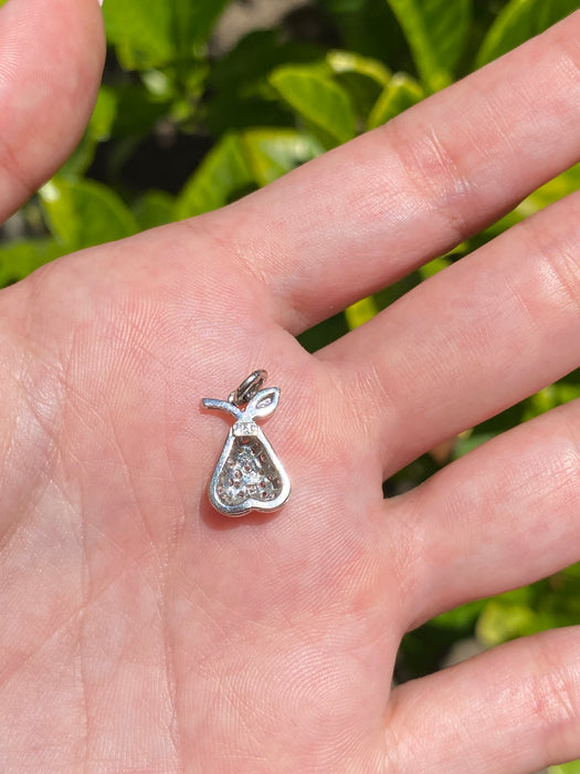 18k white gold pear diamond charm