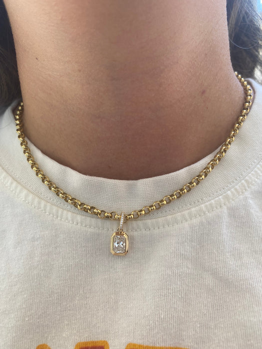 14K Gold Double Bezel Lab Diamond Radiant Cut Pendant | 1.04 CTW