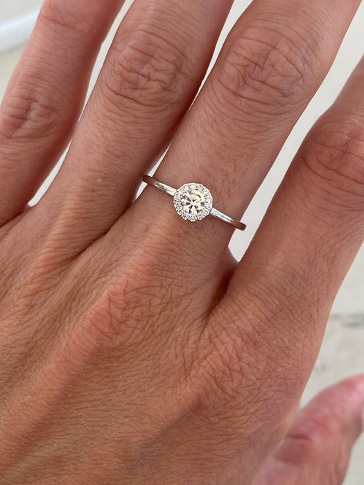 14K White Gold Lab Diamond Halo Ring