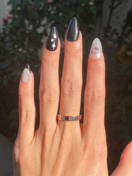 18k rose gold rainbow eternity ring size 6.5