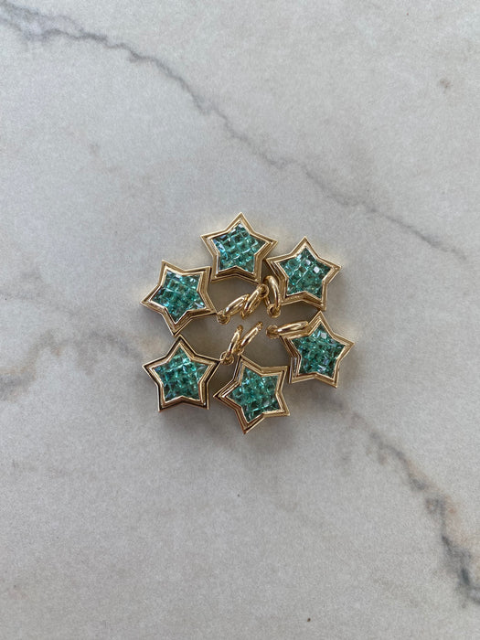 The WISH MINI: 14K Gold Invisible Set Emerald Star Pendant