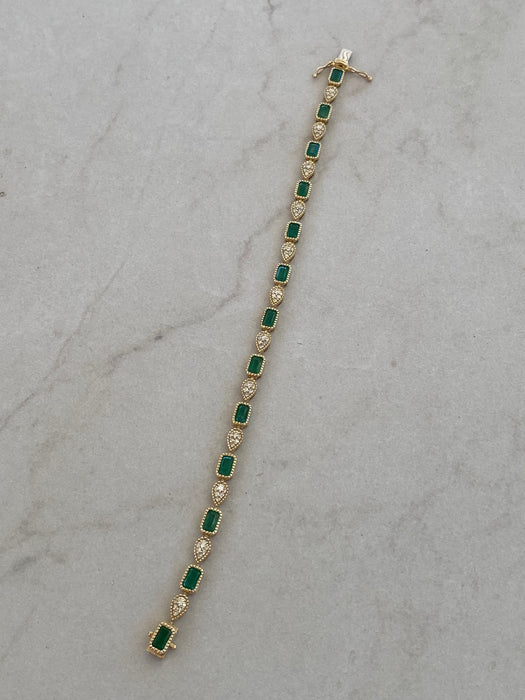 14K Gold Emerald & Diamond Bracelet