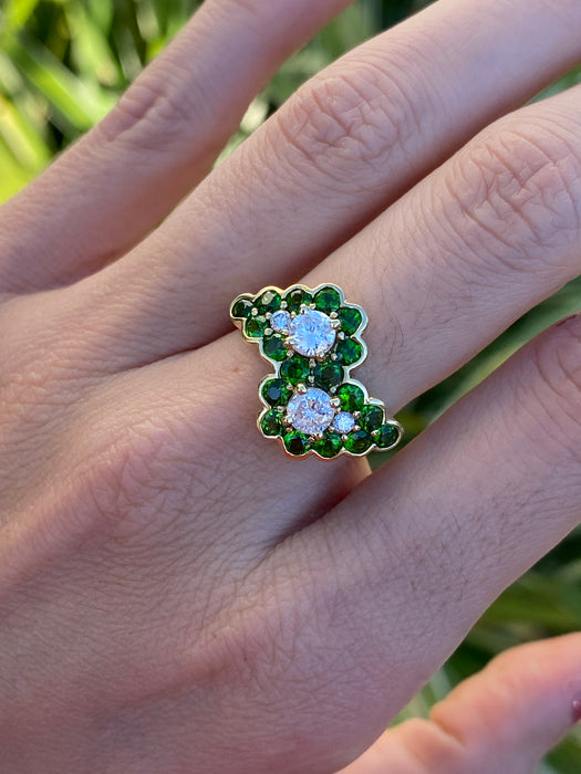 18k diamond tsavorite green garnet ring size 7