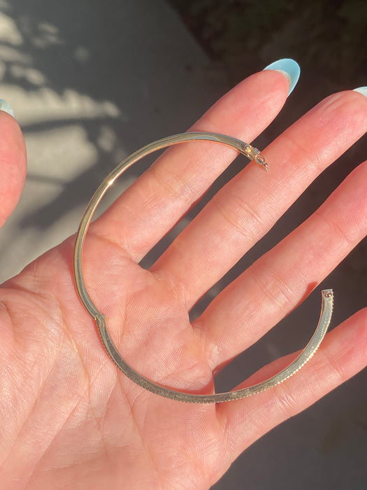 14k half blue enamel half diamond bangle