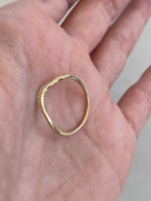 14K Gold Lab Diamond Chevron Ring