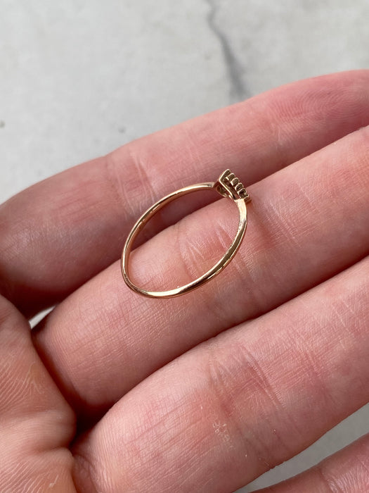 Vintage 18K Rose Gold Diamond Heart Ring – Knife Edge Band