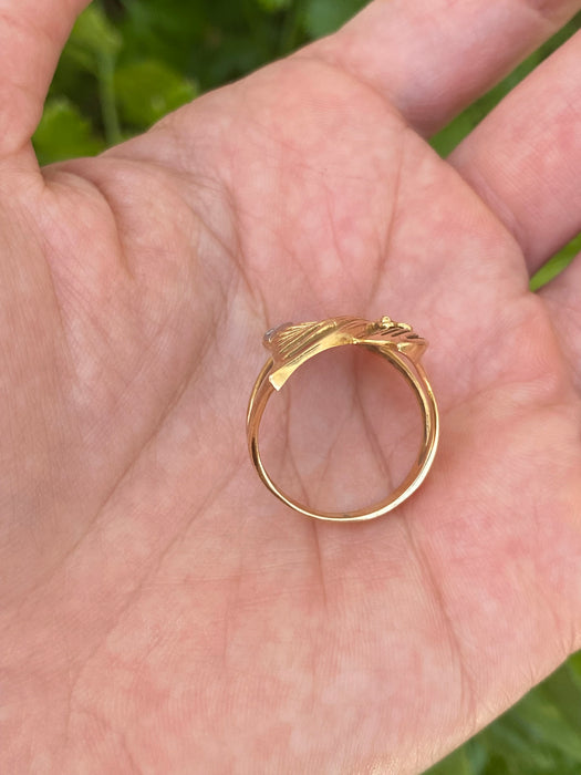 Vintage 18K Gold Diamond Butterfly Ring – Size 7