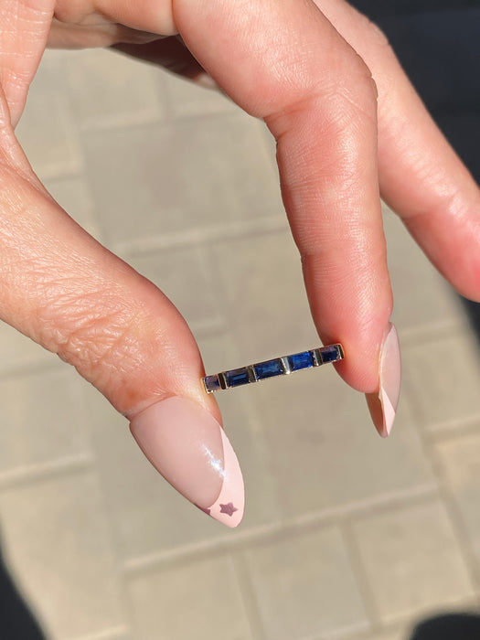 14K Gold Baguette Blue Sapphire Ring