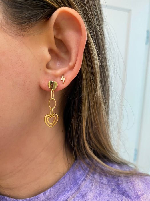 14k heart dangly earrings