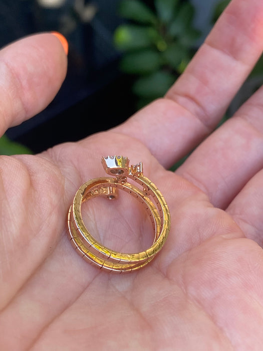 18K Rose Gold Diamond Triple Bypass Coil Ring by Penny Preville
