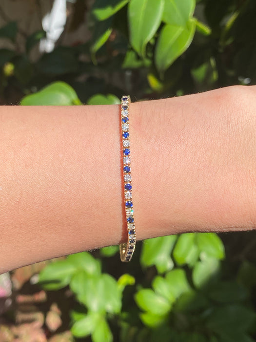 14k blue sapphire diamond bracelet 6.75”