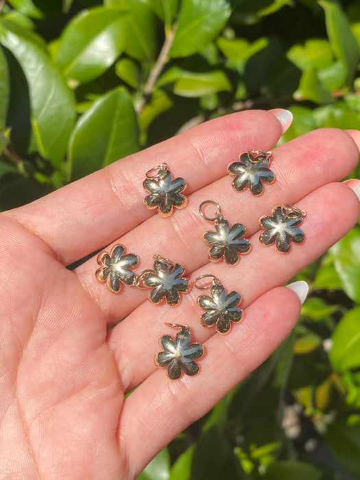 14k diamond flower charm pendant