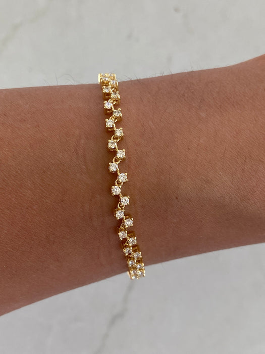 10K Gold Diamond Zigzag Tennis Bracelet – 2 CTW