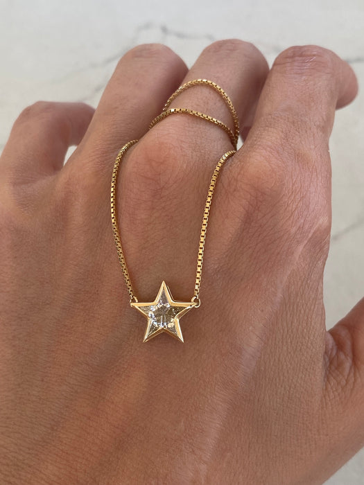Vintage 18K Kite-Cut Diamond Star Necklace
