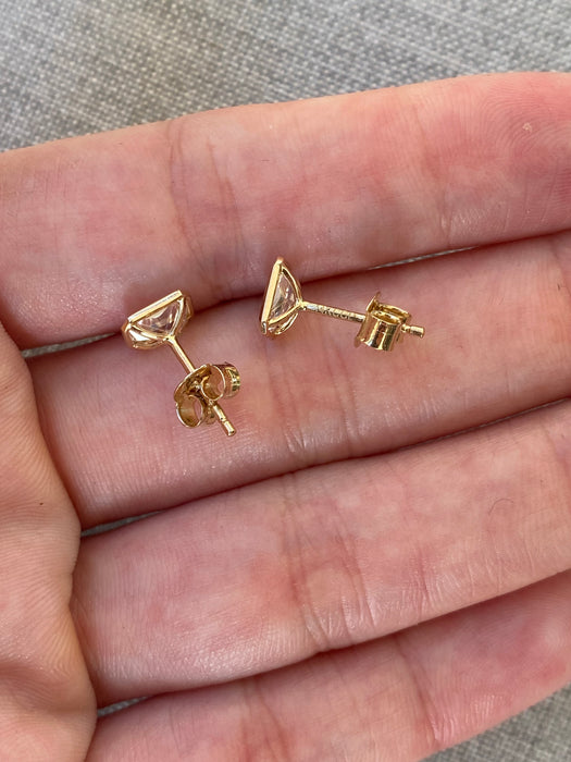 14K Gold Bezel Set Radiant Cut Lab Diamond Stud Earrings – 1.00 CTW