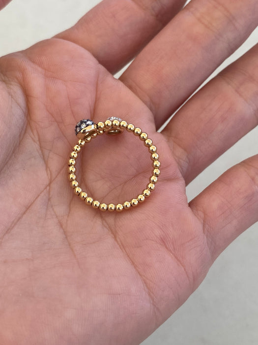14K Gold Diamond Bead Bypass Ring