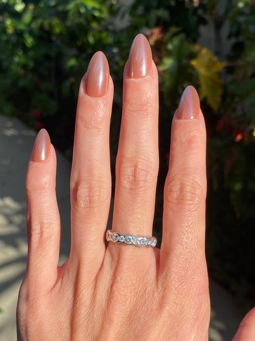 Vintage Platinum 850 Bezel Set Diamond Ring | 0.81 TCW Natural Flush Set Diamonds