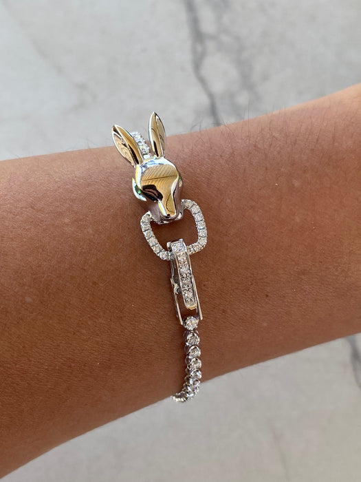 Vintage 18K White Gold Natural Diamond Rabbit Buckle Bracelet – 1.50 TCW